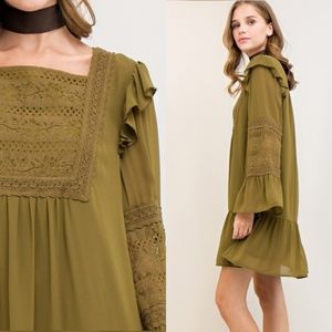 Lace and Ruffle Detailed Boho Dress
